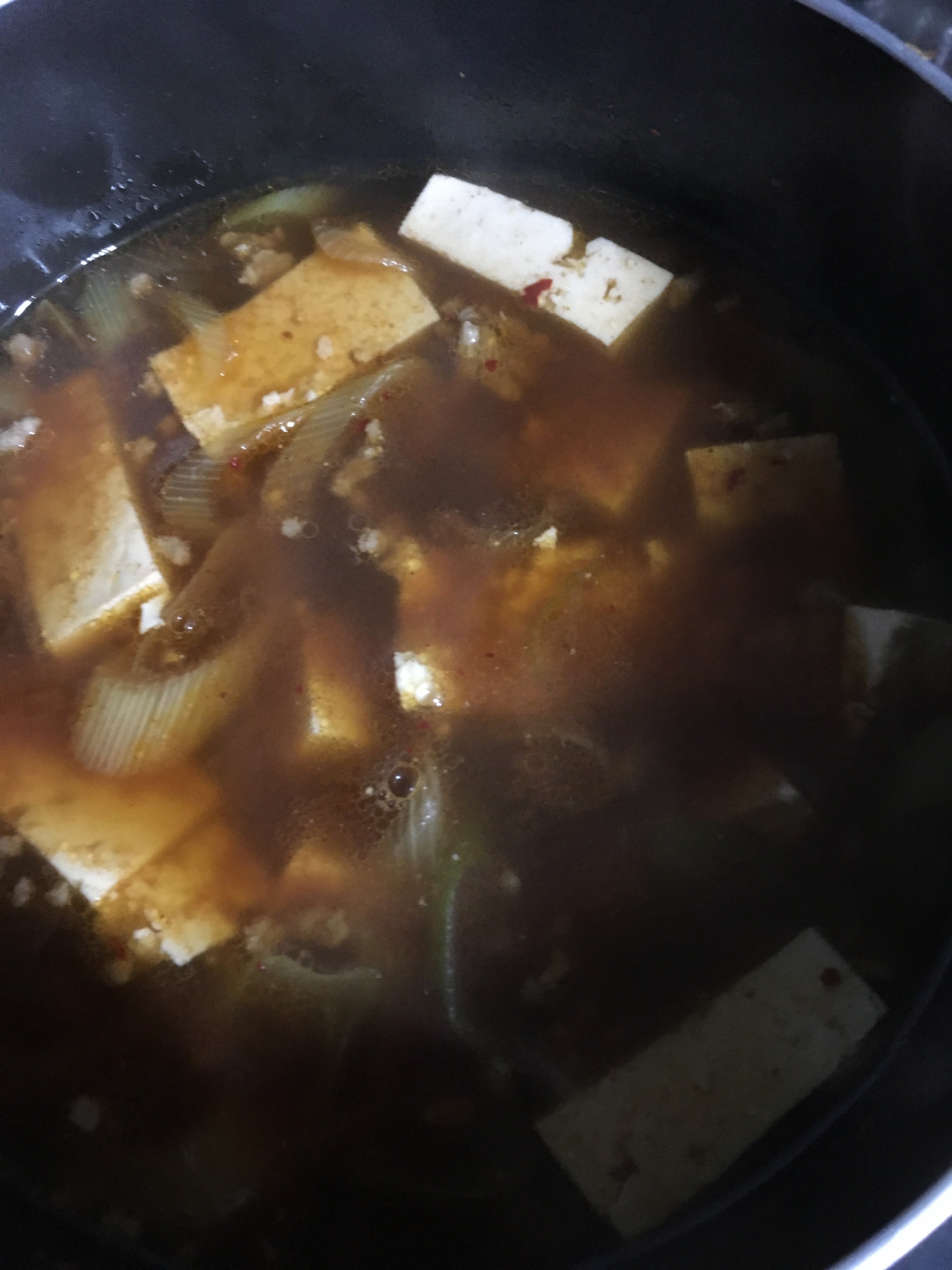 ねぎと豆腐のキムチスープ