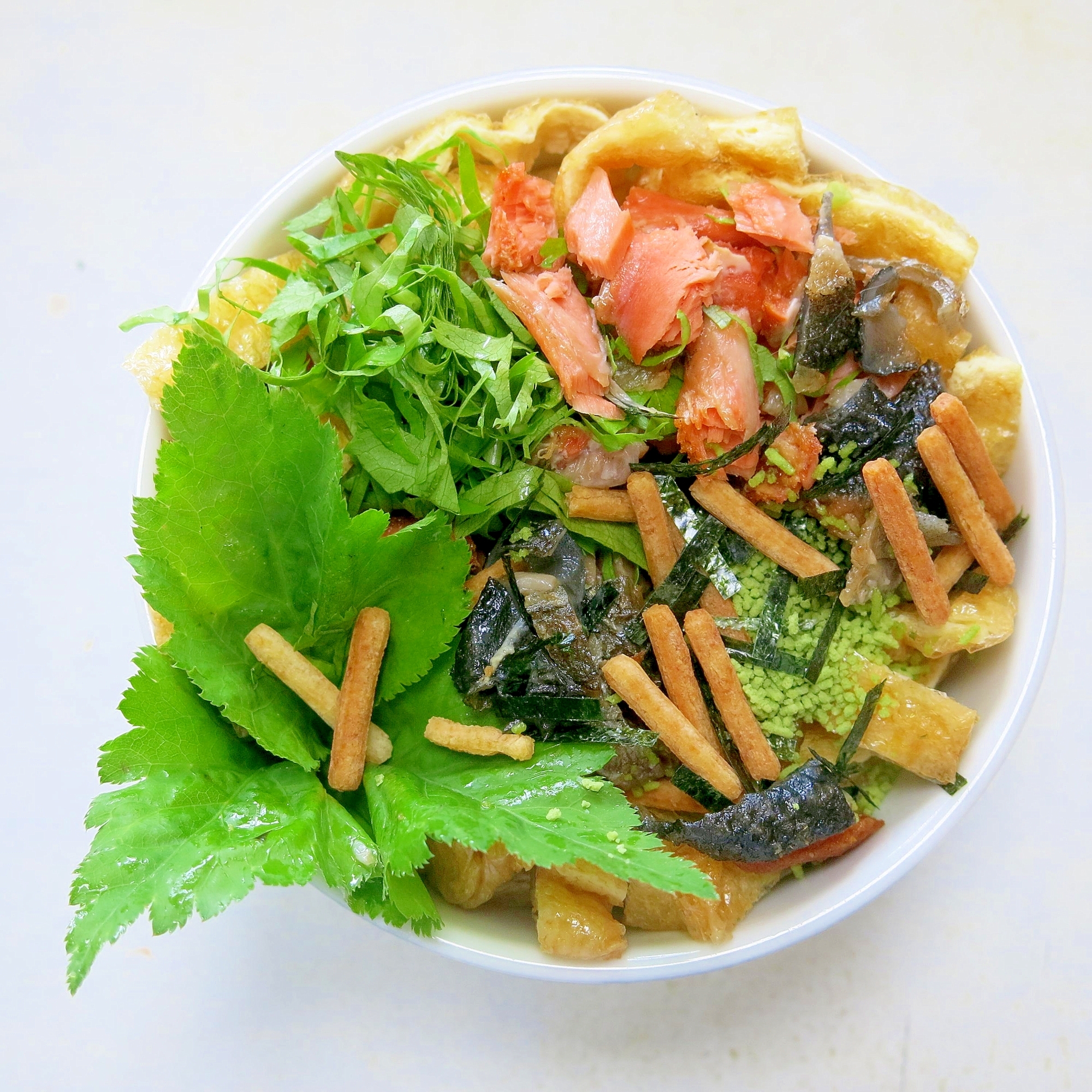 三つ葉と鮭のきつね茶漬け〔#378〕