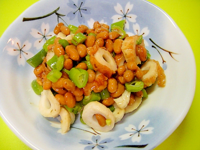 インゲンと竹輪の紫蘇風味納豆