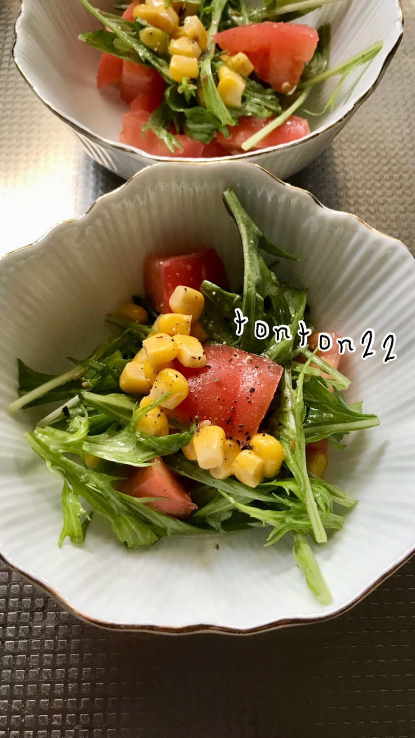 水菜とトマトのごまサラダ☆