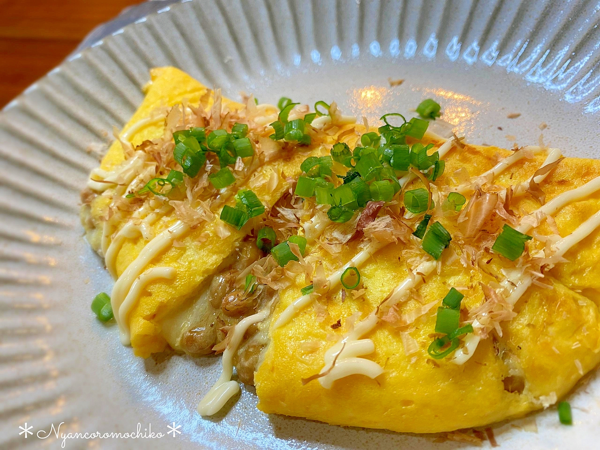 朝食に♡納豆チーズオムレツ