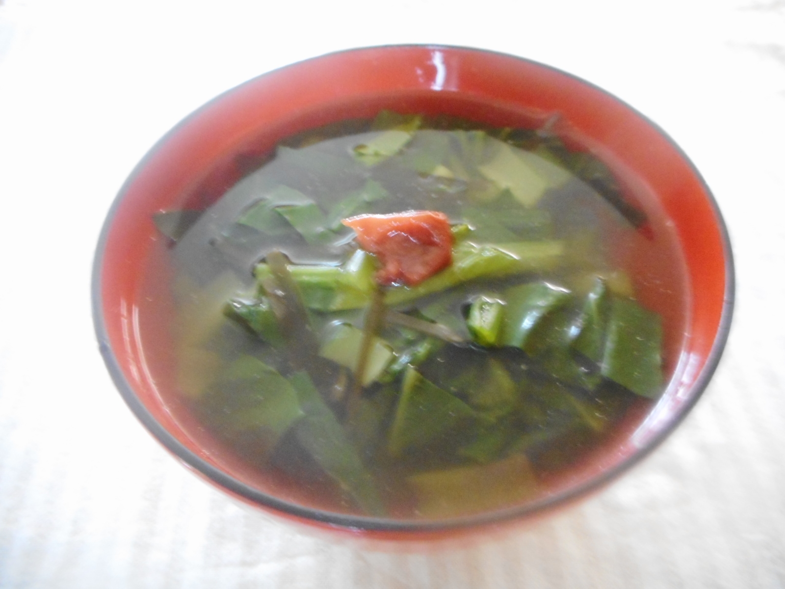 小松菜と昆布のおつゆ梅風味