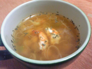 海老とパプリカのヒヨコスープ