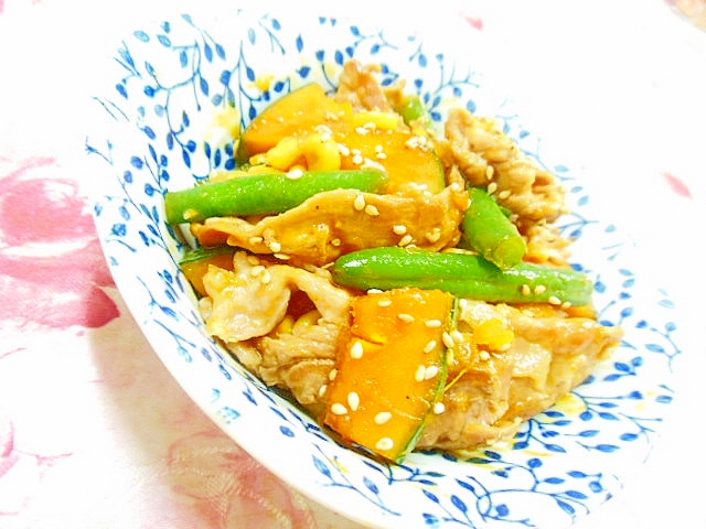 ❤南瓜と豚肉の生姜焼きのタレ炒め❤