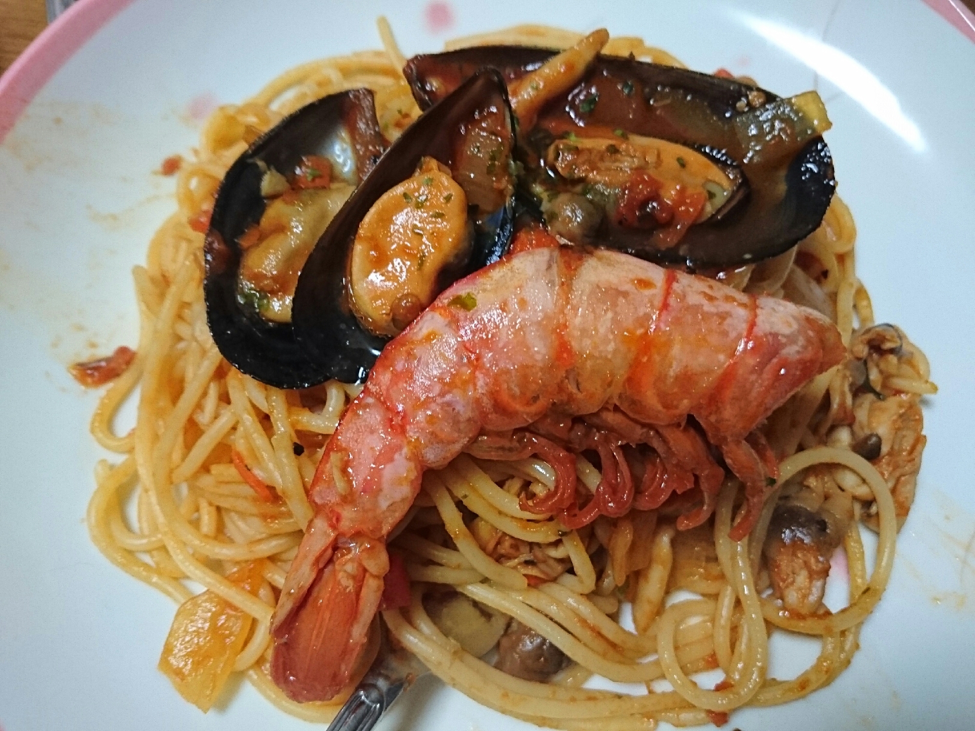 ムール貝と海老のトマトパスタ レシピ 作り方 By Randebu 楽天レシピ