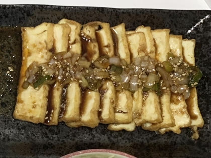 鶏肉の代わりに厚揚げでユーリンチー　油淋鶏