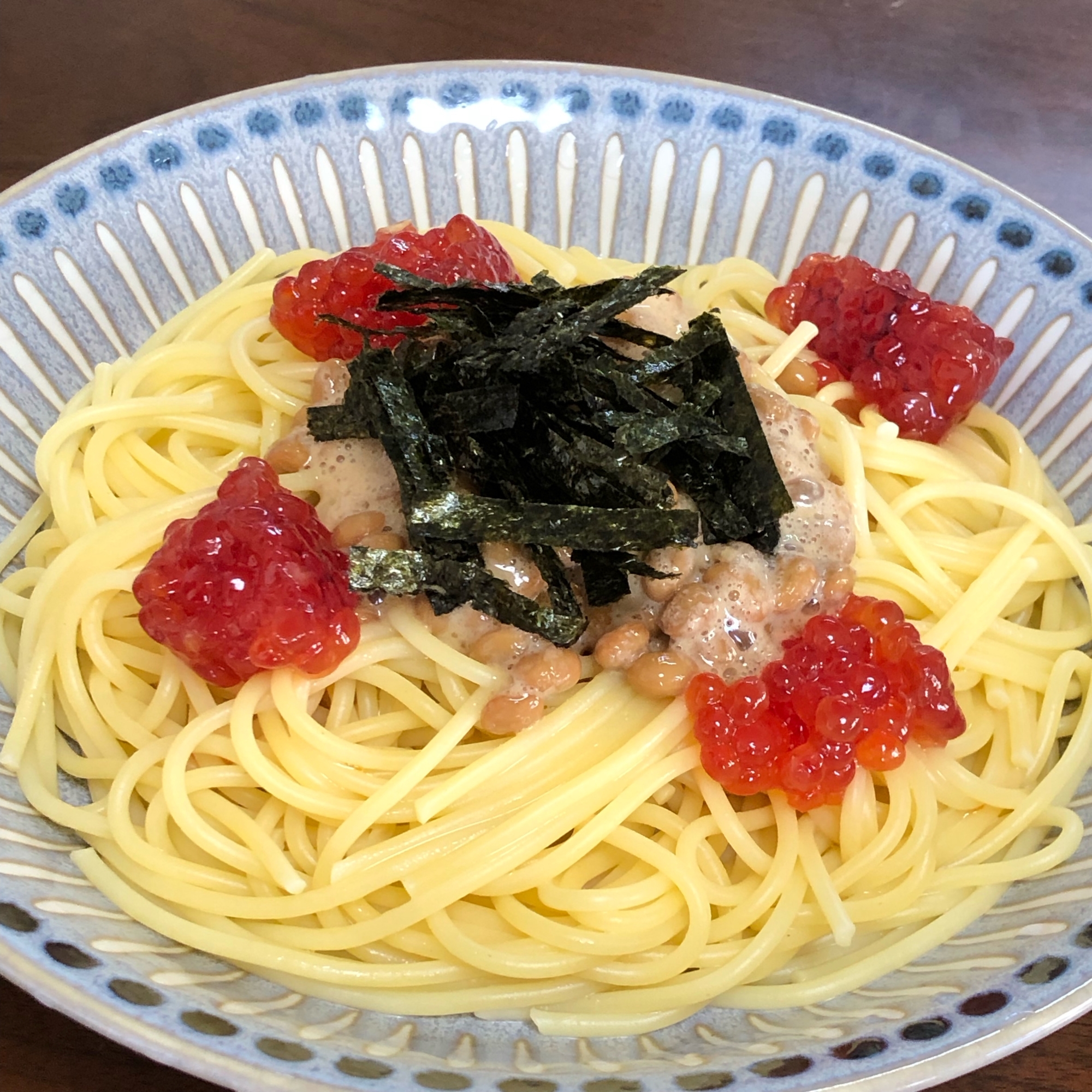 筋子と納豆のパスタ