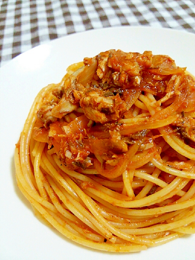 サバ缶とトマトジュースでパスタ♪