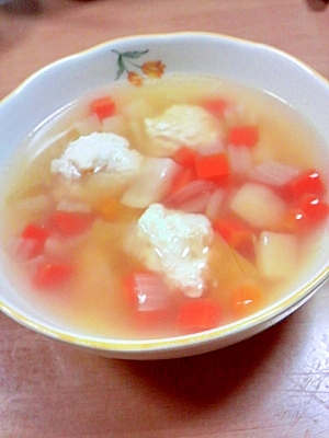 鶏団子と野菜のコンソメスープ