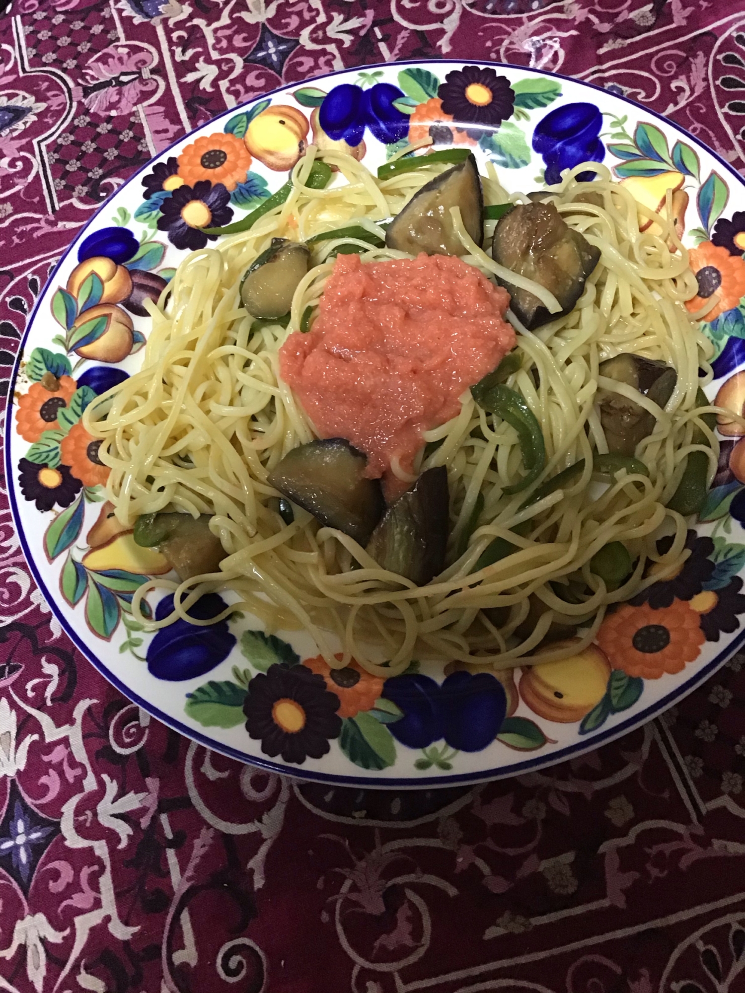 茄子と明太子スパゲッティ
