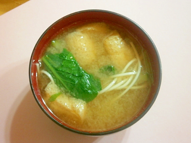 チンゲン菜とそうめんの味噌汁