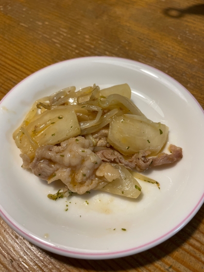 カブともやし鶏肉のピリ辛炒め