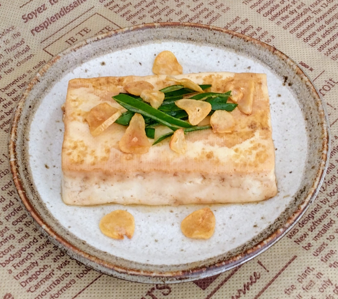 ✨豆腐のバターステーキ✨カリカリにんにくチップ添え