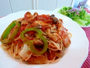 きのこたっぷりトマトソーススパゲティ