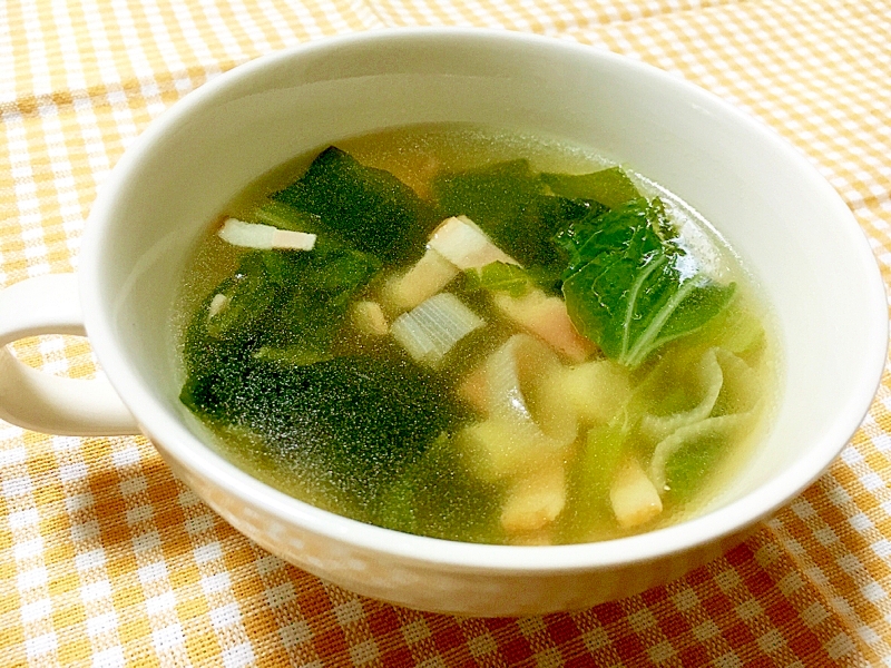 ベーコン わかめ 白ネギのコンソメスープ レシピ 作り方 By おこのみっちゃん 楽天レシピ
