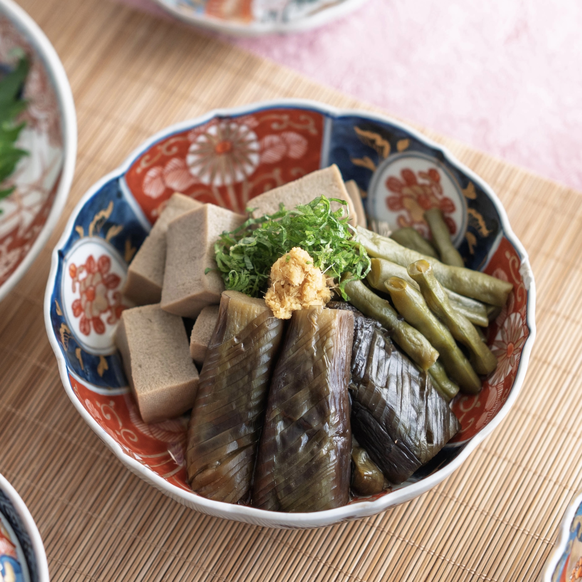 なす、いんげん、高野豆腐の煮もの【和食・副菜】