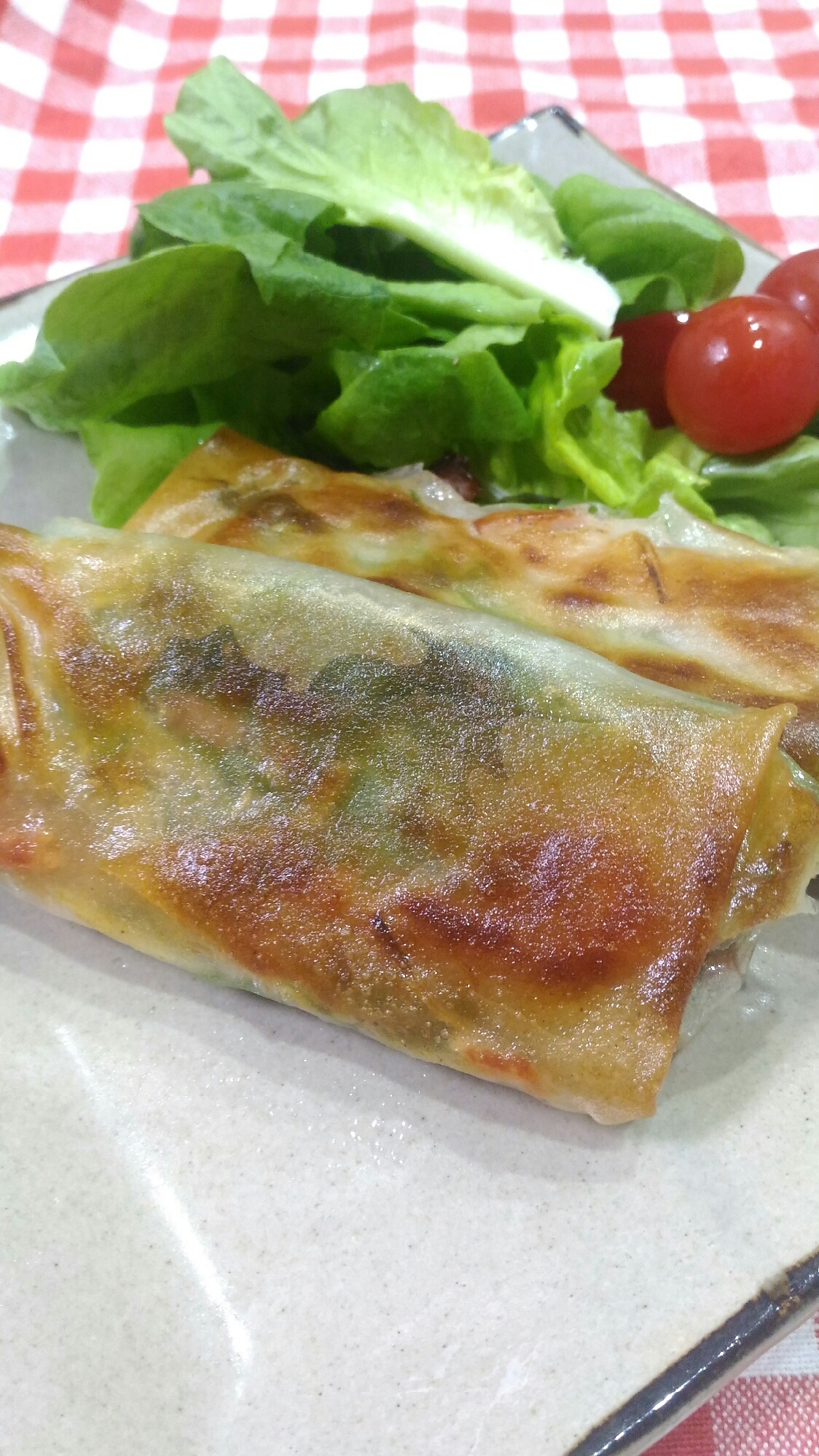 水菜とハムのヘルシー春巻き