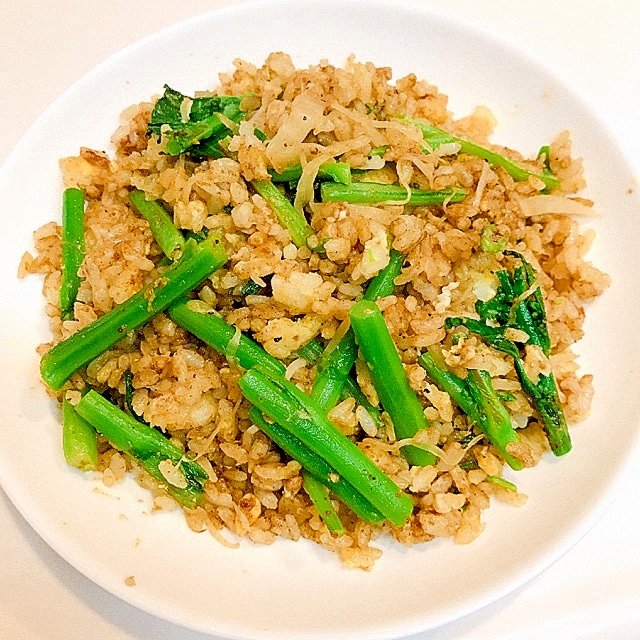 アスパラ菜と大根の☆残り物カレー炒飯