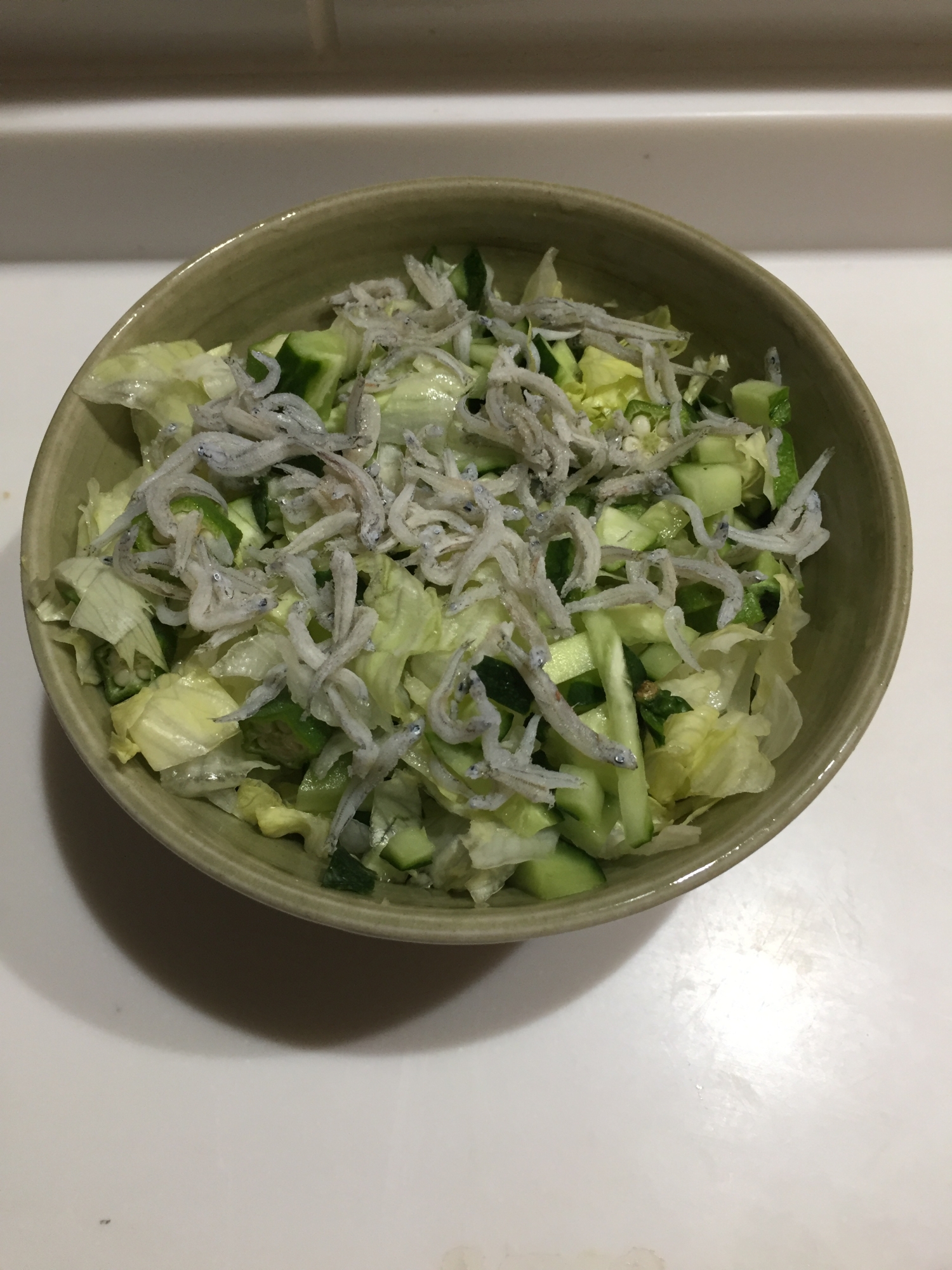 釜揚げしらすがけ夏野菜のみじん切りサラダ！