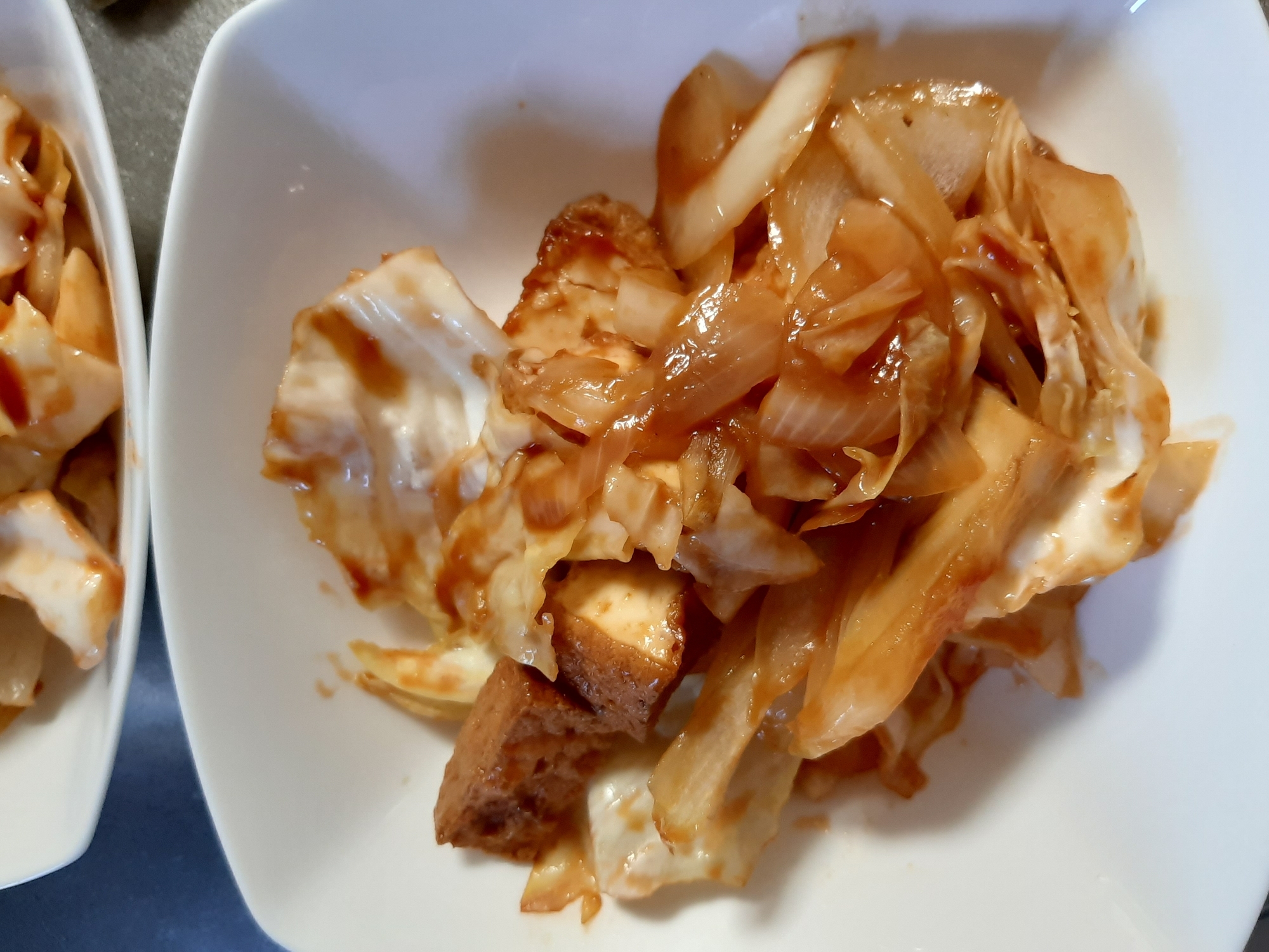 ご飯が進む 厚揚げとキャベツのケチャップ炒め