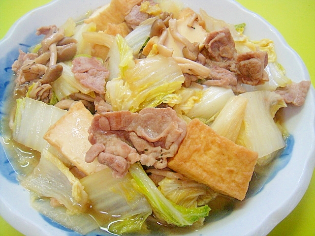 白菜と厚揚げ豚肉の煮物 レシピ 作り方 By Mint74 楽天レシピ