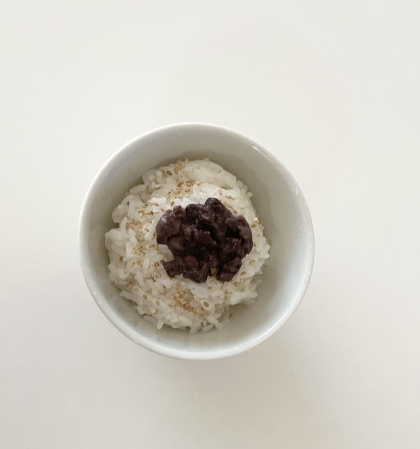 小豆乗せ♡オートミール入りご飯♪