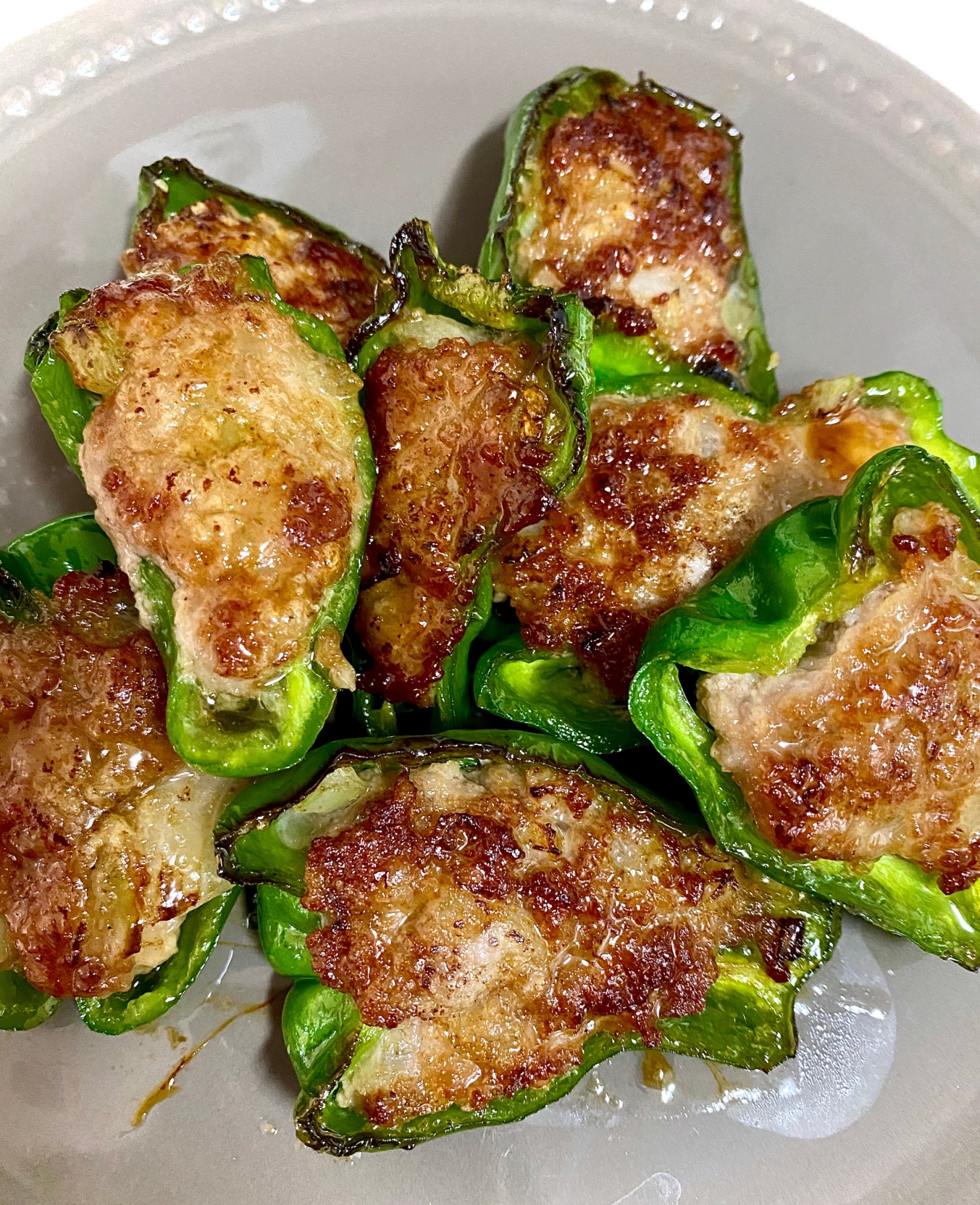 ピーマンの肉詰め!照り焼きソース!