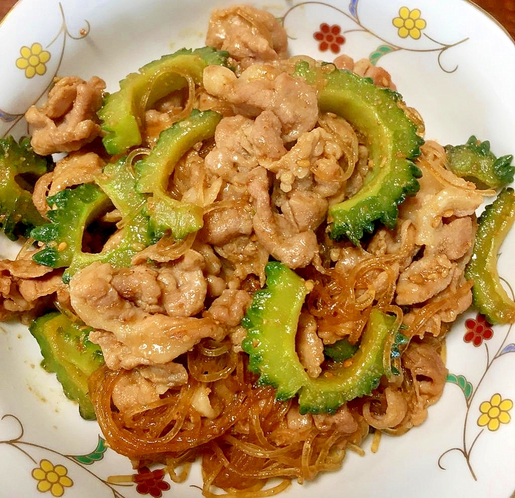 豚肉とゴーヤと春雨の焼肉のたれ炒め