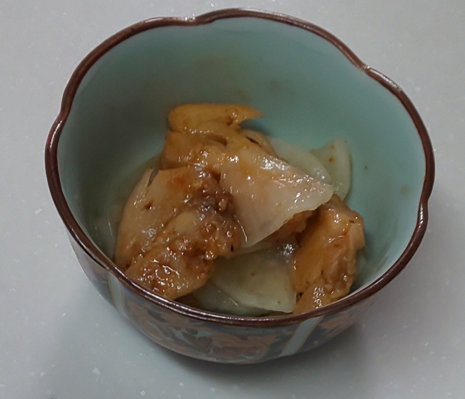 ピリ辛味つき鶏肉と大根のポン酢和え(*^^*)