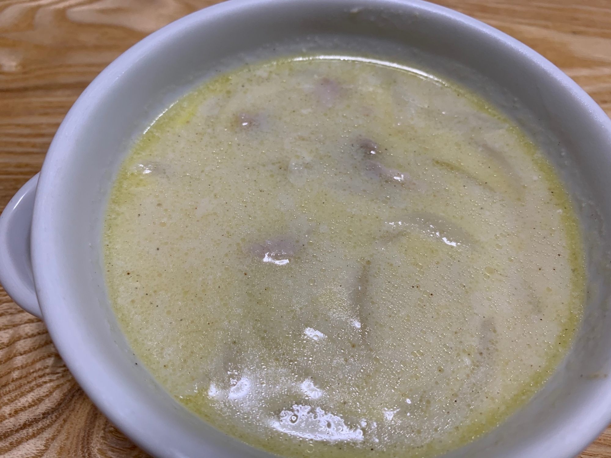 豚バラとタマネギの豆乳スープ