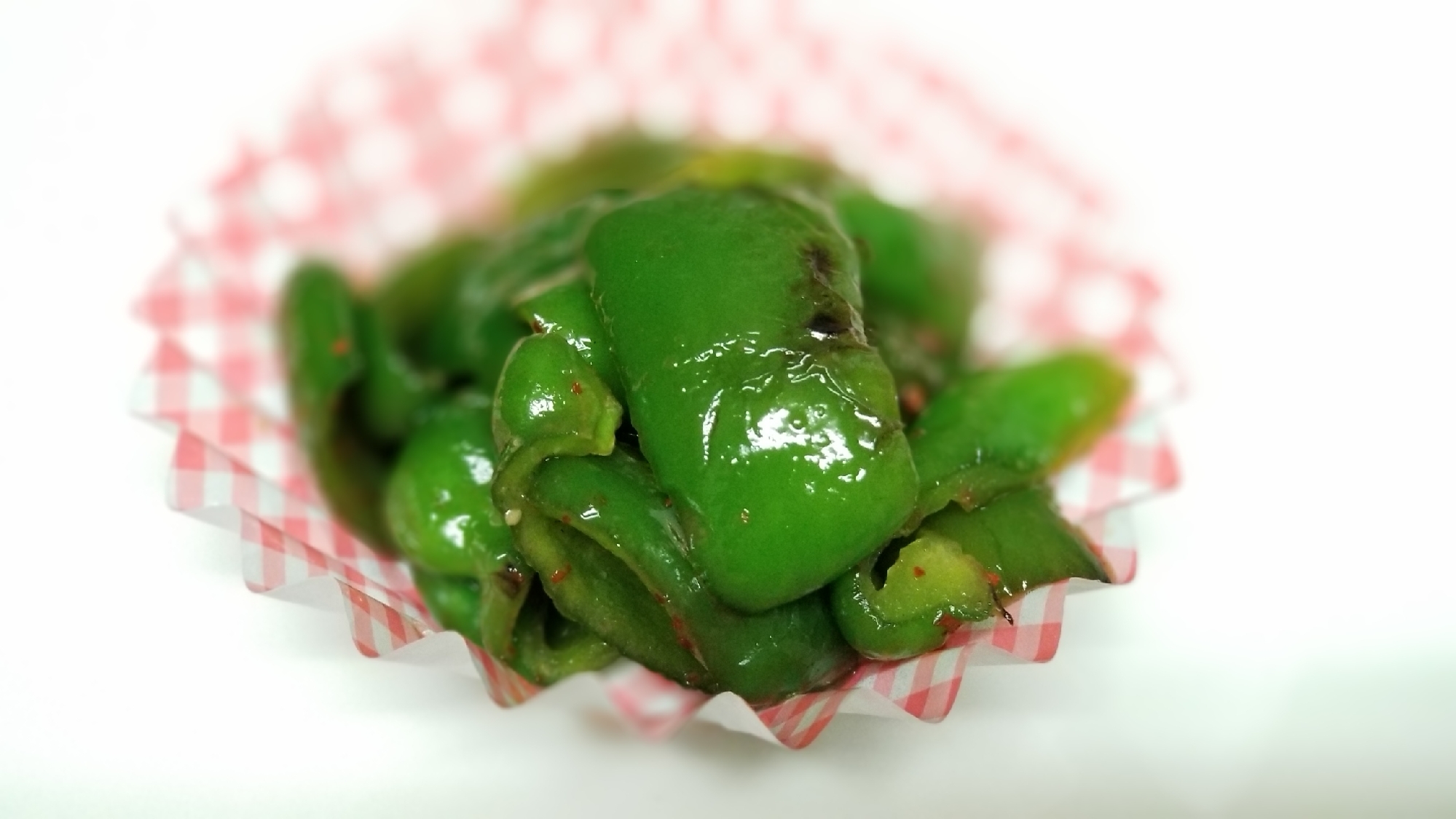 弁当用★ごま油★ピーマンの焼き肉のタレ・一味炒め