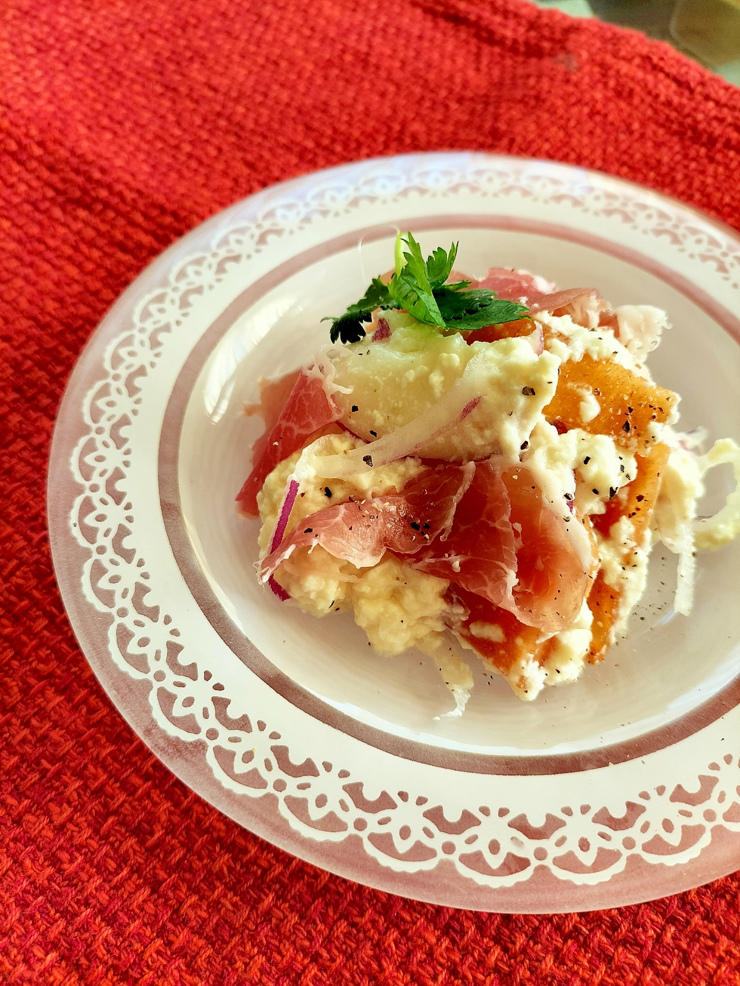 富有柿と生ハムの白あえ♪