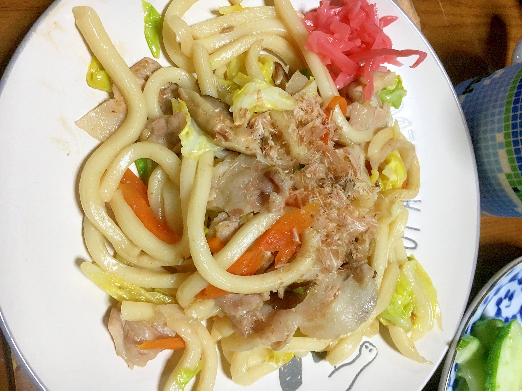 めんつゆで焼きうどん