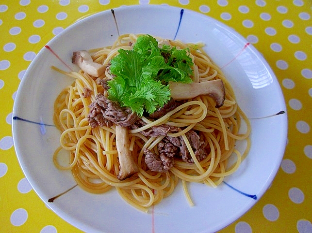 牛肉とエリンギのスパゲティ