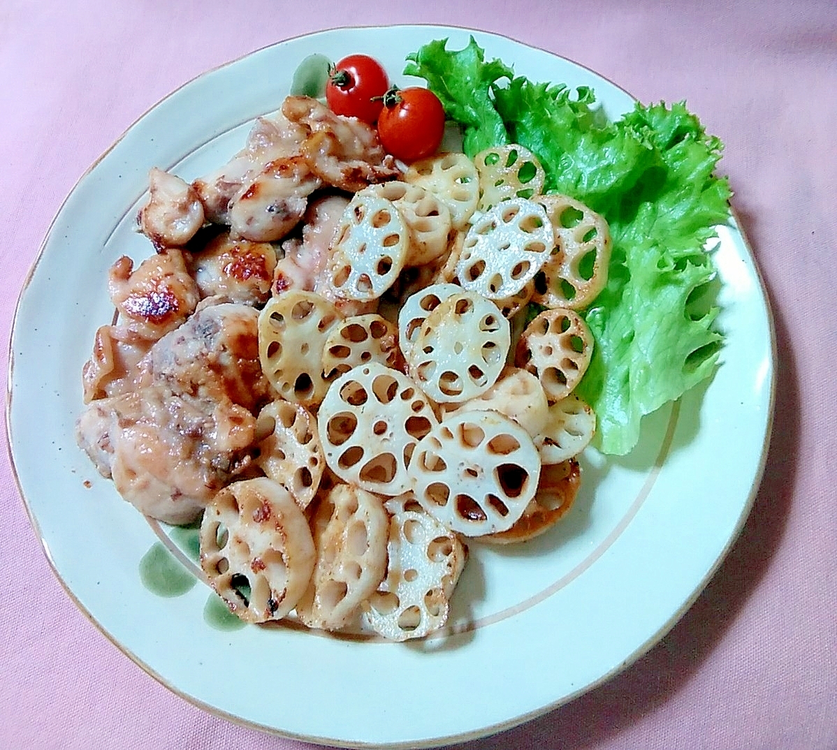 鶏肉の梅×塩麹焼きと蓮根ソテー