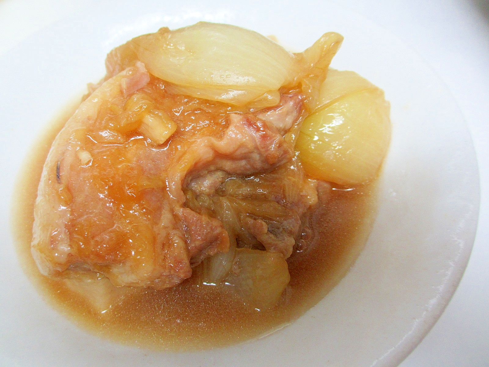 豚バラと玉ねぎの醤油煮（圧力鍋）