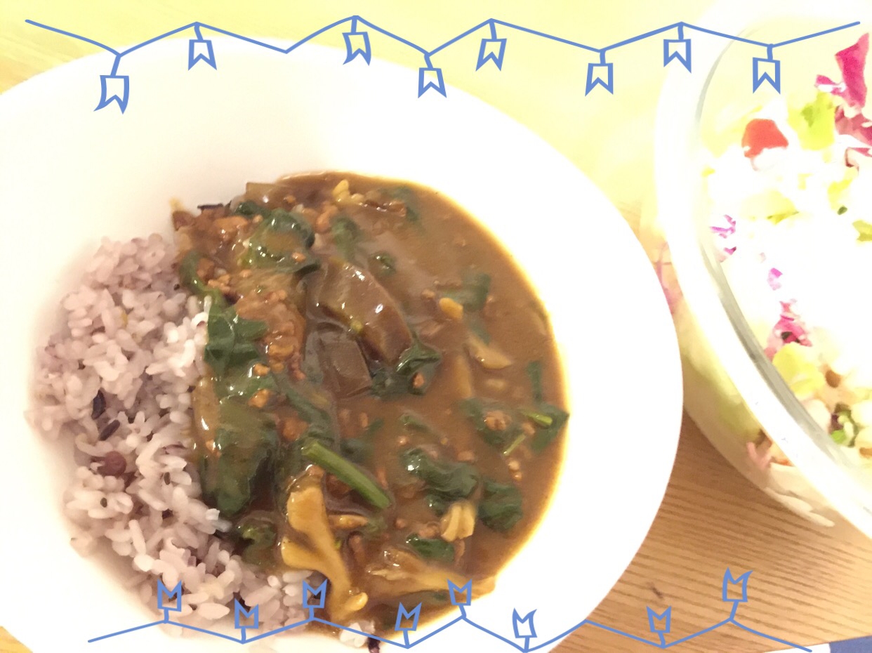 最速で調理！夫の好物！茄子とひき肉ときのこのカレー