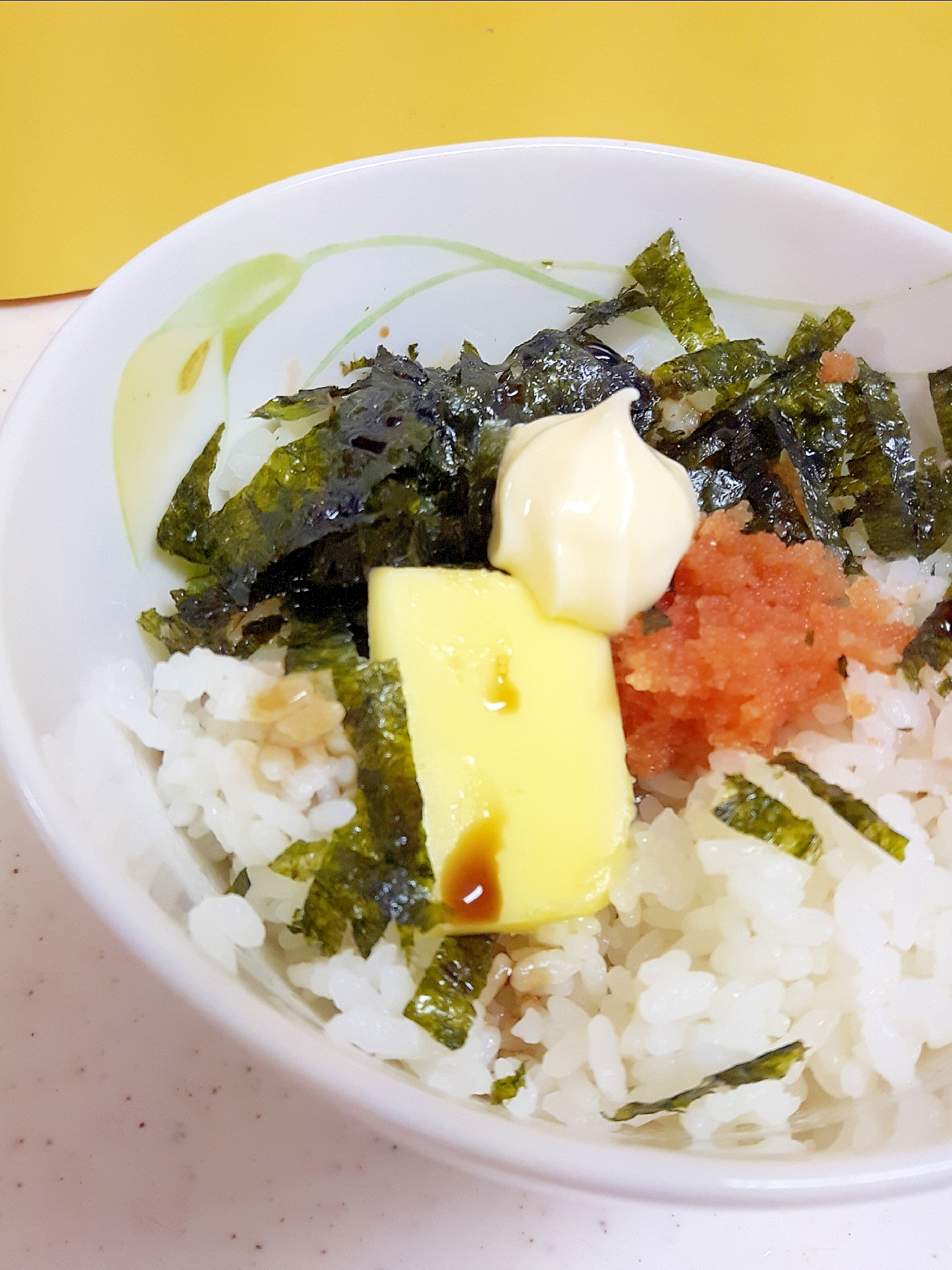 焼き海苔たっぷり(^^)明太子マヨバター丼♪