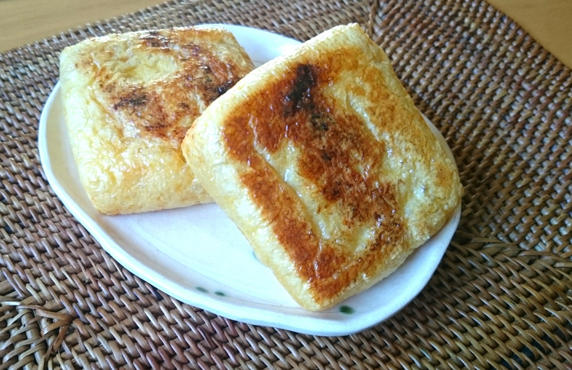 キムチ納豆の巾着焼き