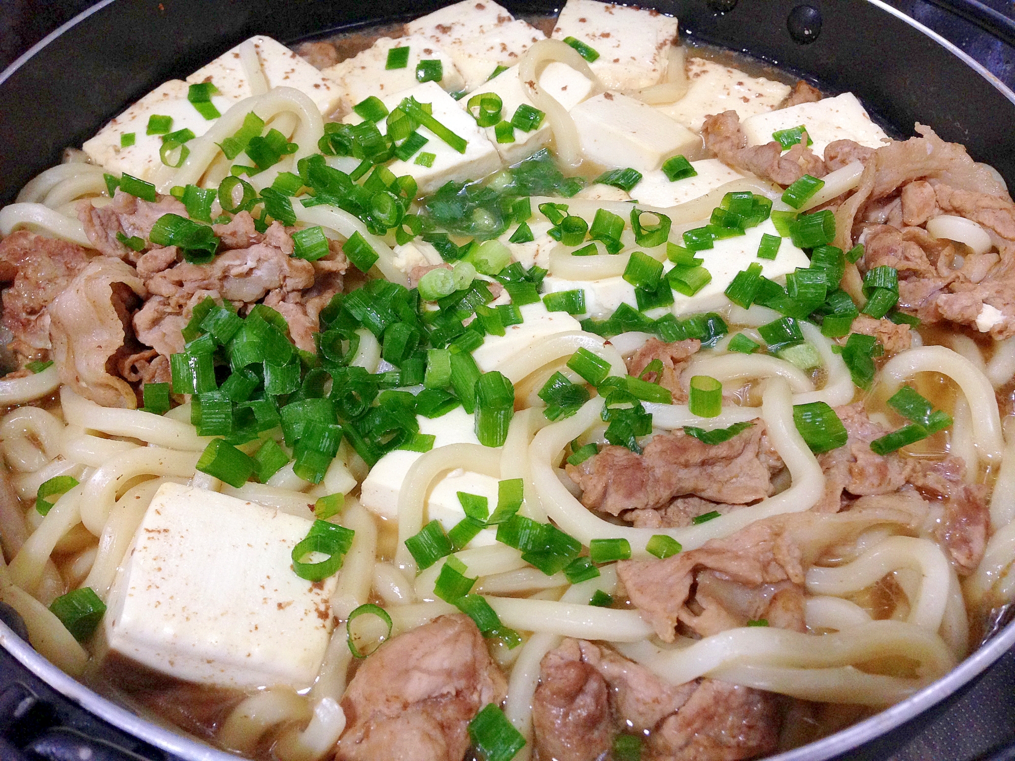 我が家の定番☆肉豆腐うどん