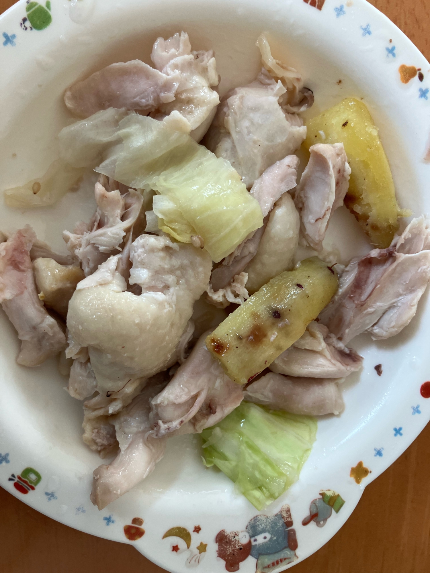 キャベツとさつまいもとむね肉炒め