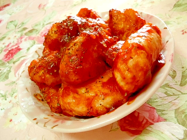 バジル＆大蒜香る❤鶏胸肉の柔らかオイケチャ炒め❤