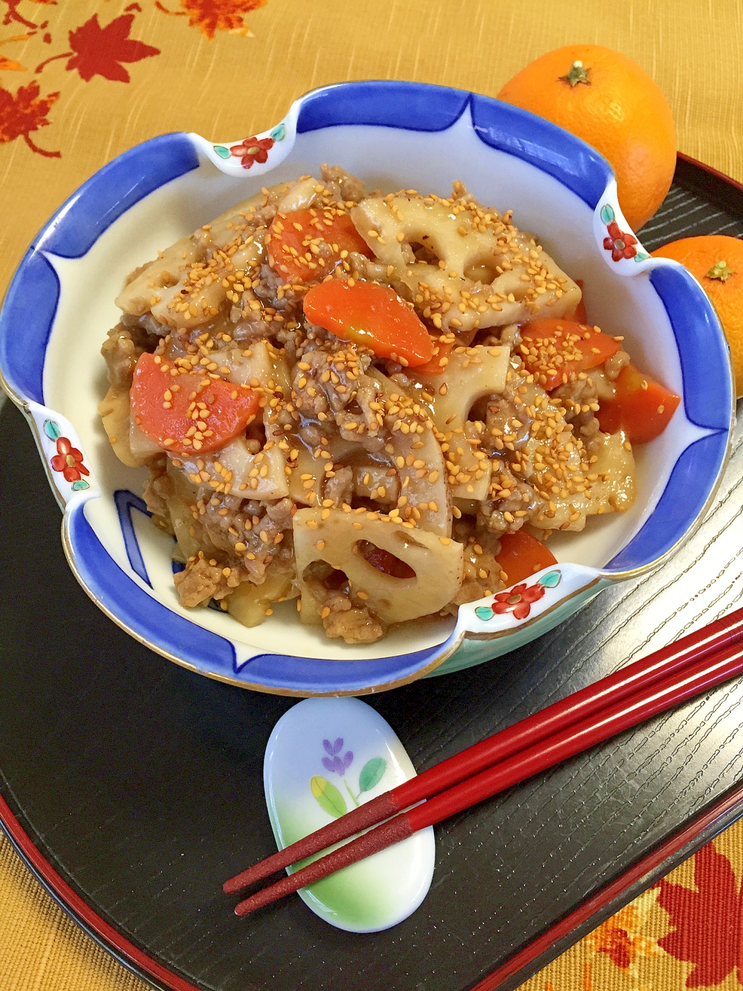 無限蓮根★蓮根と人参シャキシャキ!そぼろあんかけ