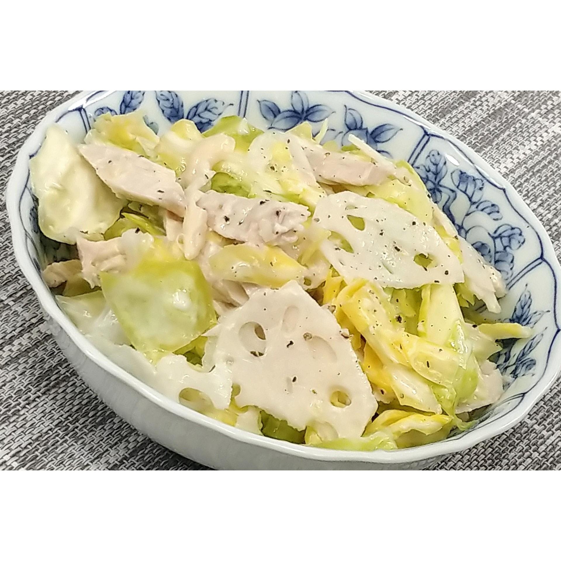 鶏肉と蓮根の塩キャベツサラダ★動画あり★