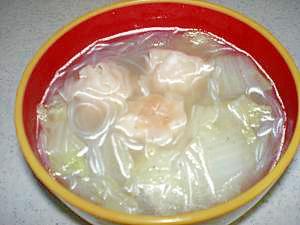 シュウマイで　中華スープ