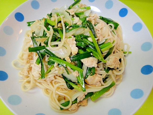 ニラとひき肉の炒めそうめん