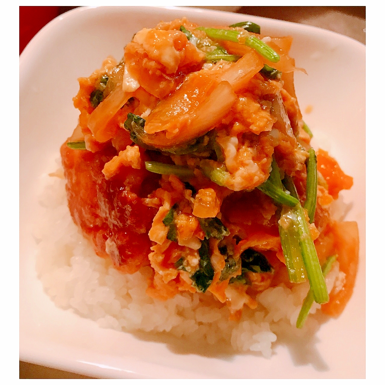 創味のつゆで!唐揚げ丼♪