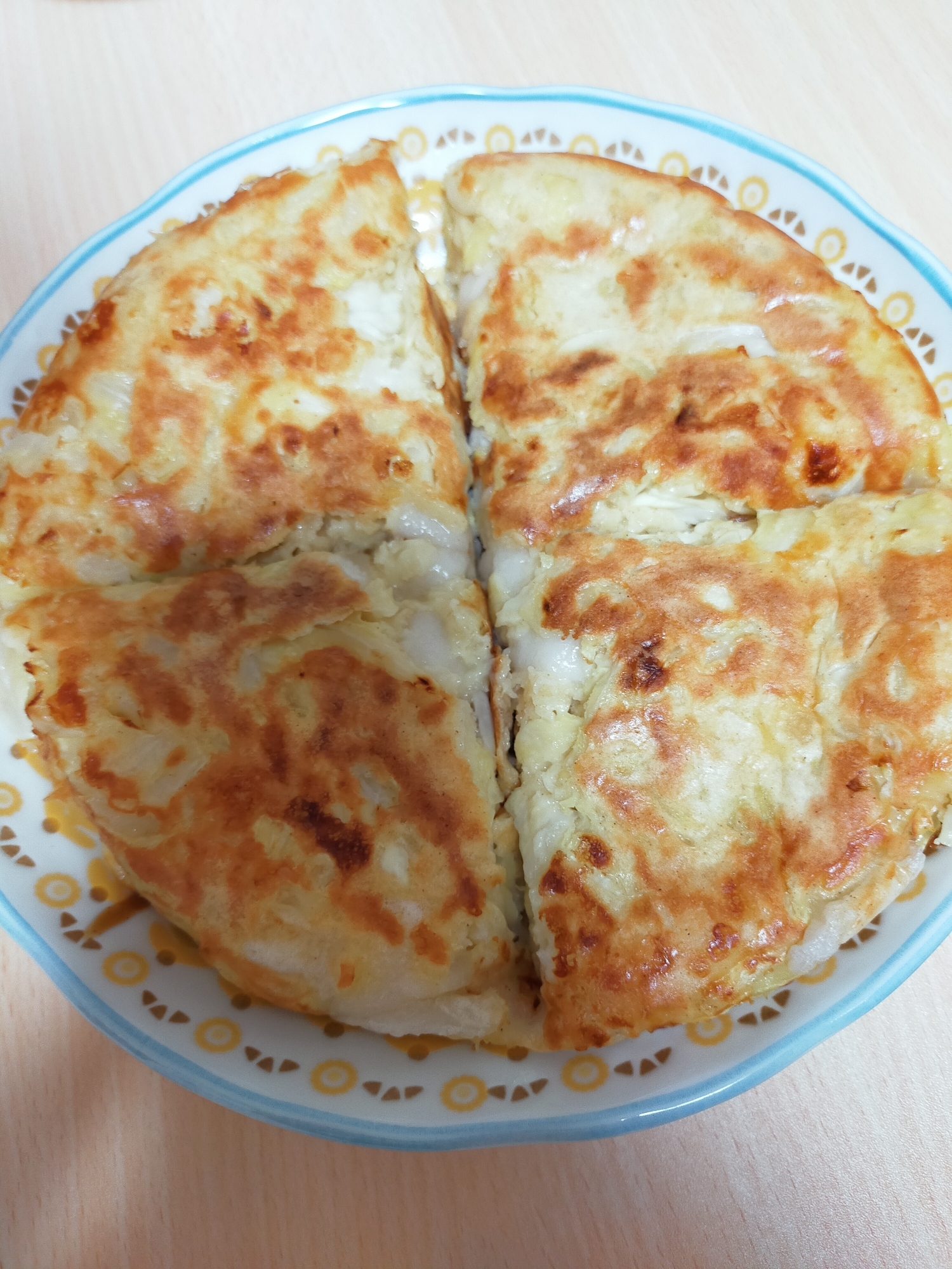 お餅とチーズと豚肉のお好み焼き