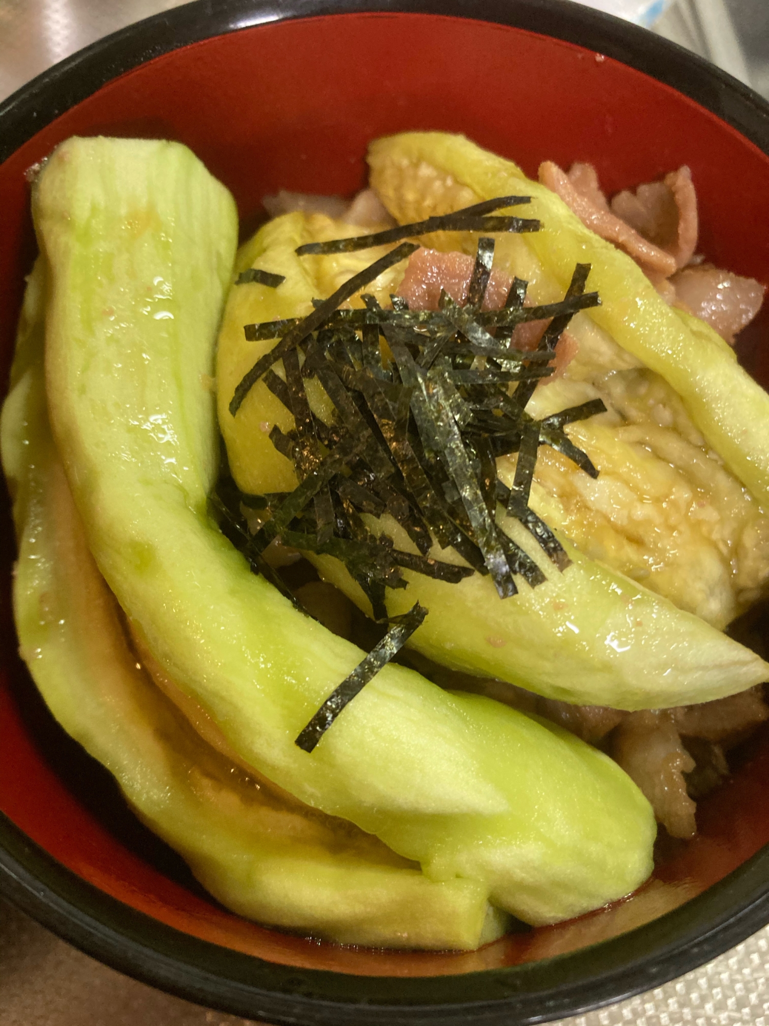 レンジで時短！茄子の蒲焼き丼