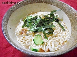 混ぜるだけ☆簡単☆梅キューぶっかけそうめん